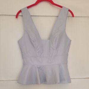 BCBGMaxAzria Light Blue V-Neck Peplum Tank